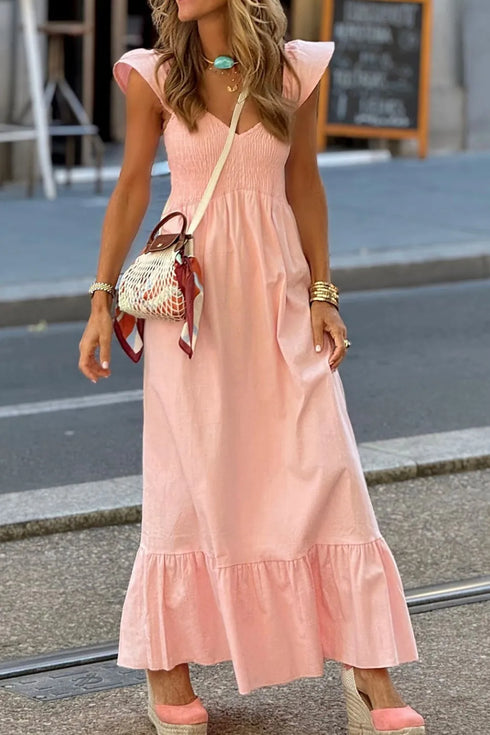 v-neck-ruffled-cap-sleeve-smocked-maxi-dress OhSoStyled at Sophia's Style-9